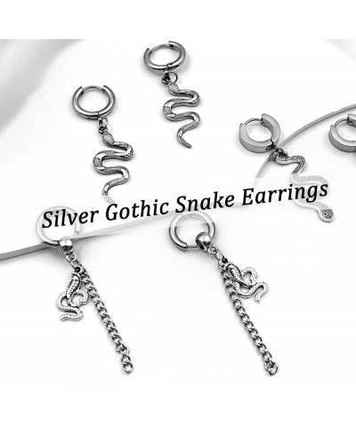 Stainless Steel Gothic Snake Earrings for Men, Punk Gothic Earrings Snake Huggie Hoop Earrings for Women Men Gothic Snake Jew...