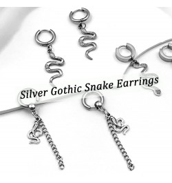 Stainless Steel Gothic Snake Earrings for Men, Punk Gothic Earrings Snake Huggie Hoop Earrings for Women Men Gothic Snake Jew...