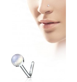 Nose Studs Rings 20G 316L Stainless Steel Nose Screw Body Piercing Rings with Semi Precious Stone Unisex Aurora Borealis $6.6...