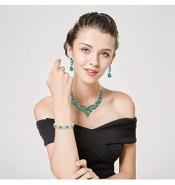 Crystal Bridal Jewelry Set for Women Rhinestone Necklace Earrings Bracelet Wedding Bridesmaid Green $9.87 Jewelry Sets