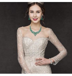 Crystal Bridal Jewelry Set for Women Rhinestone Necklace Earrings Bracelet Wedding Bridesmaid Green $9.87 Jewelry Sets