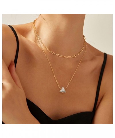 14K Gold Plated Necklace for Women Round Triangle CZ Solitaire Necklace | Elegant Pendant Necklace | Gold Chain Necklace | Da...