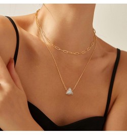 14K Gold Plated Necklace for Women Round Triangle CZ Solitaire Necklace | Elegant Pendant Necklace | Gold Chain Necklace | Da...