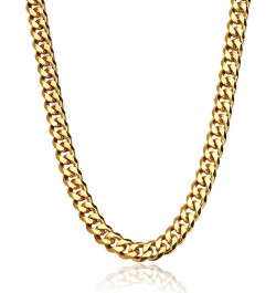 Cuban Link Chain Necklace for Women Men, 18K Gold Plated Diamond-Cut Miami Curb Chain Necklace | 316L Stainless Steel 9mm*22 ...