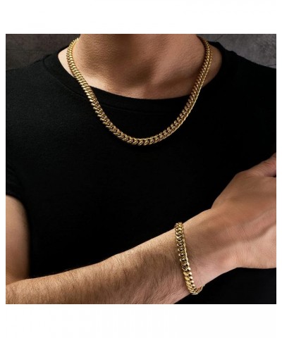 Cuban Link Chain Necklace for Women Men, 18K Gold Plated Diamond-Cut Miami Curb Chain Necklace | 316L Stainless Steel 9mm*22 ...