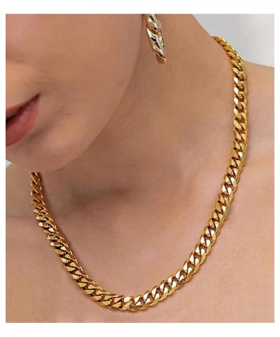 Cuban Link Chain Necklace for Women Men, 18K Gold Plated Diamond-Cut Miami Curb Chain Necklace | 316L Stainless Steel 9mm*22 ...