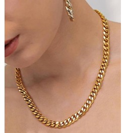 Cuban Link Chain Necklace for Women Men, 18K Gold Plated Diamond-Cut Miami Curb Chain Necklace | 316L Stainless Steel 9mm*22 ...