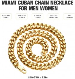 Cuban Link Chain Necklace for Women Men, 18K Gold Plated Diamond-Cut Miami Curb Chain Necklace | 316L Stainless Steel 9mm*22 ...