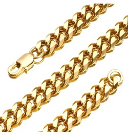 Cuban Link Chain Necklace for Women Men, 18K Gold Plated Diamond-Cut Miami Curb Chain Necklace | 316L Stainless Steel 9mm*22 ...