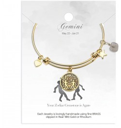 Zodiac Bracelet for Women Gold Plated Retro Constellation Sign Expandable Bangle Bracelet Round Disc Astrology Bracelet Gemst...