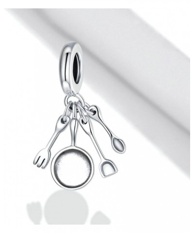 925 Sterling Silver Charm Scissors Charm Comb Charm Mirror Charm Pot Charm Spoon Charm Chef Charm Love Charm for Pandora Char...