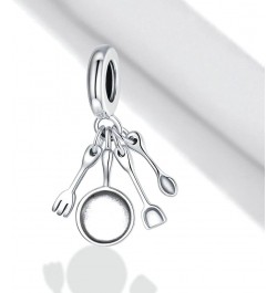 925 Sterling Silver Charm Scissors Charm Comb Charm Mirror Charm Pot Charm Spoon Charm Chef Charm Love Charm for Pandora Char...