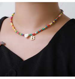 Gold Initial Necklace for Women Teen Girls - Handmade Bohemian Colorful Beaded Initial Stainless Steel 18K Plated Gold Choker...