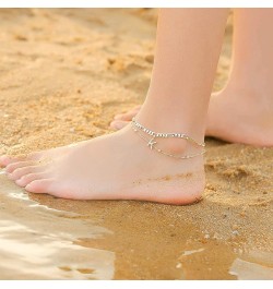 Ankle Bracelets for Women, 14K Gold Plated Dainty Layered Figaro Chain CZ Initial Anklets Summer Jewelry Gifts for Women Teen...