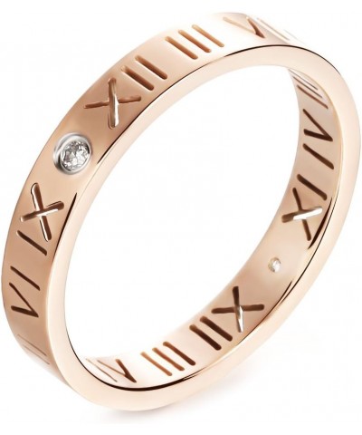 Womens Mens Stainless Steel CZ Rings Band Hollow Roman Numeral Promise Engagement Ring Couples (Rose Gold, 6) $7.83 Rings