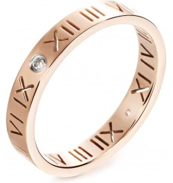 Womens Mens Stainless Steel CZ Rings Band Hollow Roman Numeral Promise Engagement Ring Couples (Rose Gold, 6) $7.83 Rings