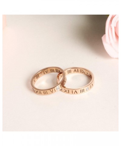 Womens Mens Stainless Steel CZ Rings Band Hollow Roman Numeral Promise Engagement Ring Couples (Rose Gold, 6) $7.83 Rings