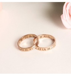 Womens Mens Stainless Steel CZ Rings Band Hollow Roman Numeral Promise Engagement Ring Couples (Rose Gold, 6) $7.83 Rings