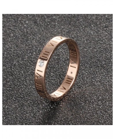 Womens Mens Stainless Steel CZ Rings Band Hollow Roman Numeral Promise Engagement Ring Couples (Rose Gold, 6) $7.83 Rings