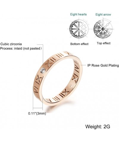 Womens Mens Stainless Steel CZ Rings Band Hollow Roman Numeral Promise Engagement Ring Couples (Rose Gold, 6) $7.83 Rings