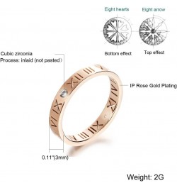 Womens Mens Stainless Steel CZ Rings Band Hollow Roman Numeral Promise Engagement Ring Couples (Rose Gold, 6) $7.83 Rings