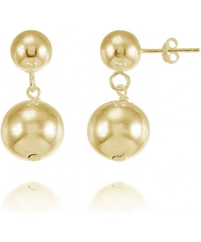 925 Sterling Silver Graduated Double Ball Bead Dangle Drop Stud Earrings for Women Teen Girls, Silver, Yellow Gold, Rose Gold...