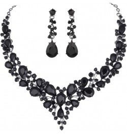 Bridal Austrian Crystal Necklace and Earrings Jewelry Set Gifts fit with Wedding Dress Black-Black tone $14.99 Jewelry Sets