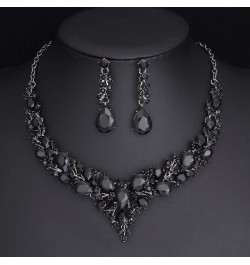 Bridal Austrian Crystal Necklace and Earrings Jewelry Set Gifts fit with Wedding Dress Black-Black tone $14.99 Jewelry Sets