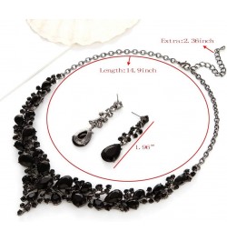 Bridal Austrian Crystal Necklace and Earrings Jewelry Set Gifts fit with Wedding Dress Black-Black tone $14.99 Jewelry Sets