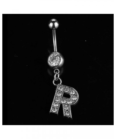 Dangle Belly Button Rings Initial 14G Surgical Steel Navel Ring 26 Letters Cubic Zirconia Body Piercing F $10.63 Body Jewelry