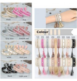 Men Women Adjustable Vintage Style Rope Braided Studded Friendship Bracelet Woven white $9.78 Bracelets