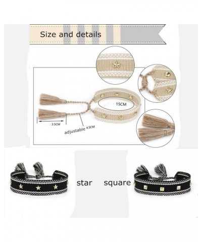 Men Women Adjustable Vintage Style Rope Braided Studded Friendship Bracelet Woven white $9.78 Bracelets