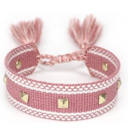 Men Women Adjustable Vintage Style Rope Braided Studded Friendship Bracelet Woven white $9.78 Bracelets