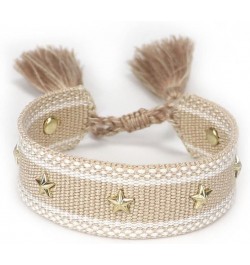 Men Women Adjustable Vintage Style Rope Braided Studded Friendship Bracelet Woven white $9.78 Bracelets