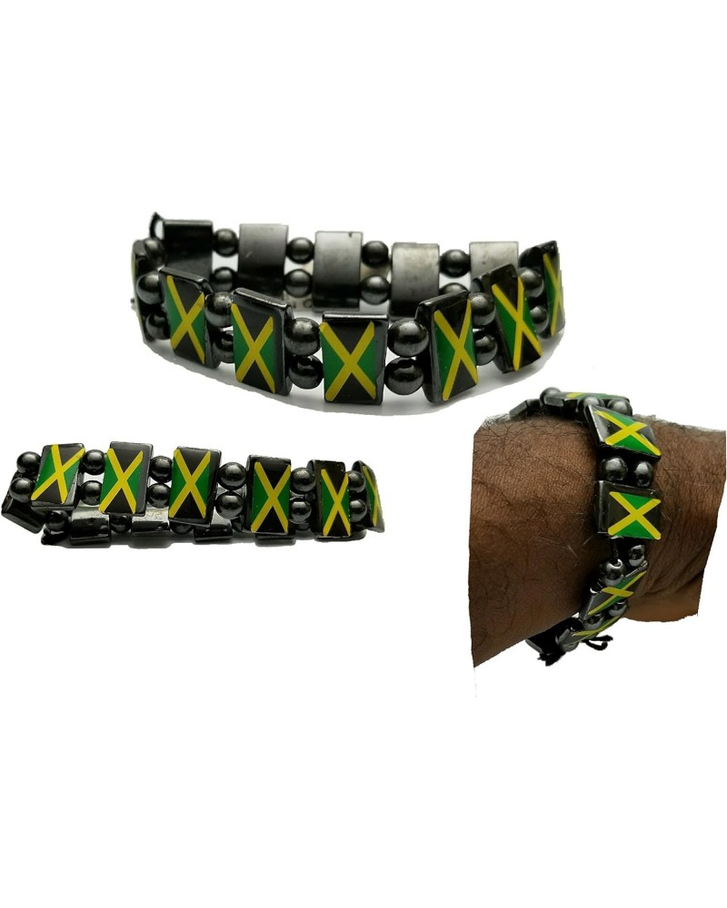 Jamaica Flag Reggae Bracelet Wrist Bracelet Hematite Metal Reggae Jamaican $9.28 Bracelets