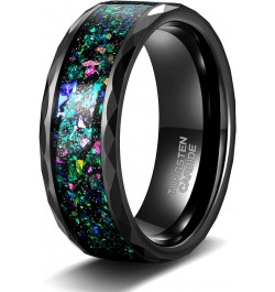 4MM 8MM Tungsten Wedding Band Multi-Faceted Edge with Multi-Colors Opal Inlay Wedding Ring Comfort Fit for Women Size 4-14 8M...