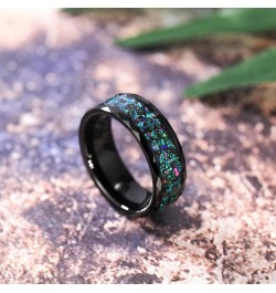 4MM 8MM Tungsten Wedding Band Multi-Faceted Edge with Multi-Colors Opal Inlay Wedding Ring Comfort Fit for Women Size 4-14 8M...