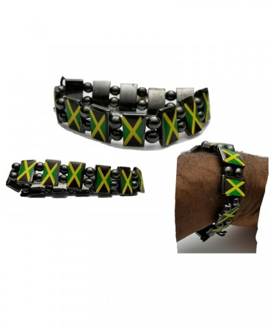 Jamaica Flag Reggae Bracelet Wrist Bracelet Hematite Metal Reggae Jamaican $9.28 Bracelets