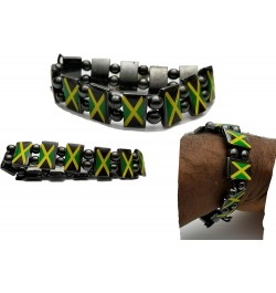 Jamaica Flag Reggae Bracelet Wrist Bracelet Hematite Metal Reggae Jamaican $9.28 Bracelets