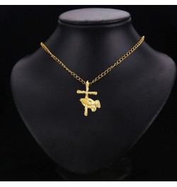 14K Yellow Gold Religious Praying Hands with Cross Pendant - Crucifix Charm Polish Finish - Handmade Spiritual Symbol - Gold ...