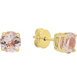 Round Morganite Solitaire Stud Earrings for Women in 10K Gold Yellow Gold 0.95 Carat | Push Back $49.15 Earrings