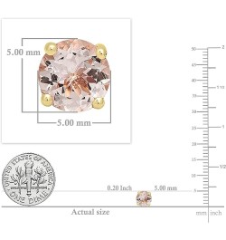 Round Morganite Solitaire Stud Earrings for Women in 10K Gold Yellow Gold 0.95 Carat | Push Back $49.15 Earrings