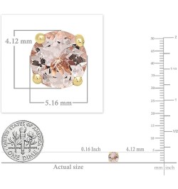 Round Morganite Solitaire Stud Earrings for Women in 10K Gold Yellow Gold 0.95 Carat | Push Back $49.15 Earrings