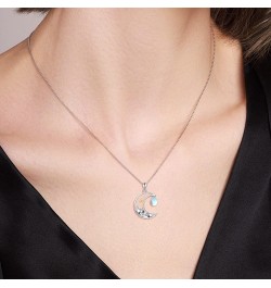 Celtic Fox Pendant Necklace/Urn Necklace for Ashes Vintage Animal Moonstone Fox Jewelry For Women Gift Mountain $16.80 Necklaces