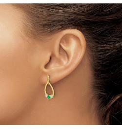 14k Yellow Gold Emerald and White Sapphire Post Dangle Earrings - 22mm $147.15 Earrings