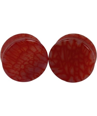 Pair of Red Dragon Vein Agate Stone Plugs (STN-753) 7/8" (22mm) $10.19 Body Jewelry