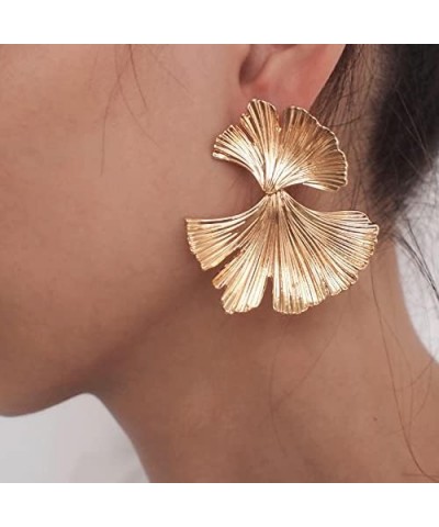 Gold Large Geometric Statement Dangle Earrings for Women Bohemian Ginkgo Leaf Heart Flower Dangling Drop Earrings Exaggerated...