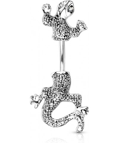 Surgical Steel CZ Jeweled Eyes Chameleon Animal Belly Button Ring $9.51 Body Jewelry