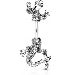 Surgical Steel CZ Jeweled Eyes Chameleon Animal Belly Button Ring $9.51 Body Jewelry