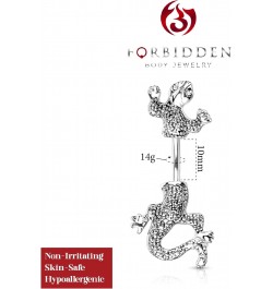 Surgical Steel CZ Jeweled Eyes Chameleon Animal Belly Button Ring $9.51 Body Jewelry